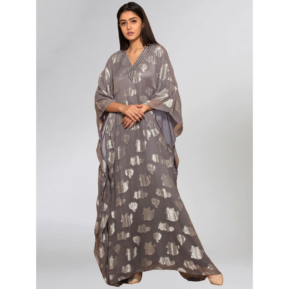 First Resort by Ramola Bachchan Dark Grey Ombre Full Length Kaftan