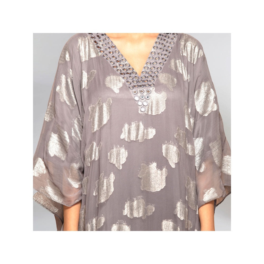 First Resort by Ramola Bachchan Dark Grey Ombre Full Length Kaftan