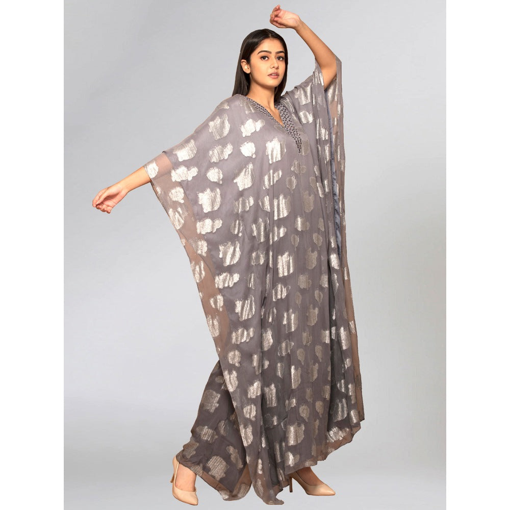 First Resort by Ramola Bachchan Dark Grey Ombre Full Length Kaftan