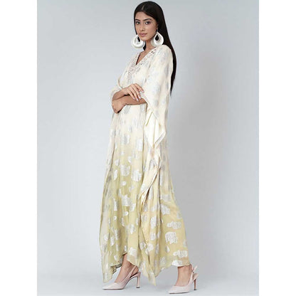 First Resort by Ramola Bachchan Off-White And Green Ombre Full Length Kaftan