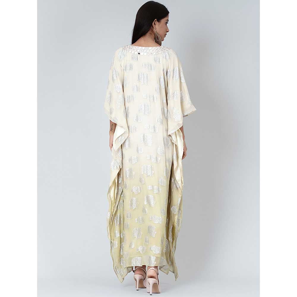 First Resort by Ramola Bachchan Off-White And Green Ombre Full Length Kaftan