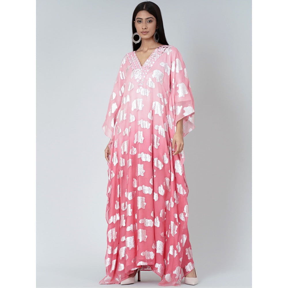 First Resort by Ramola Bachchan Rose Pink Ombre Full Length Kaftan