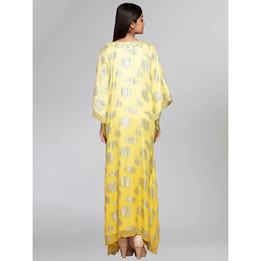 First Resort by Ramola Bachchan Yellow Ombre Full Length Kaftan