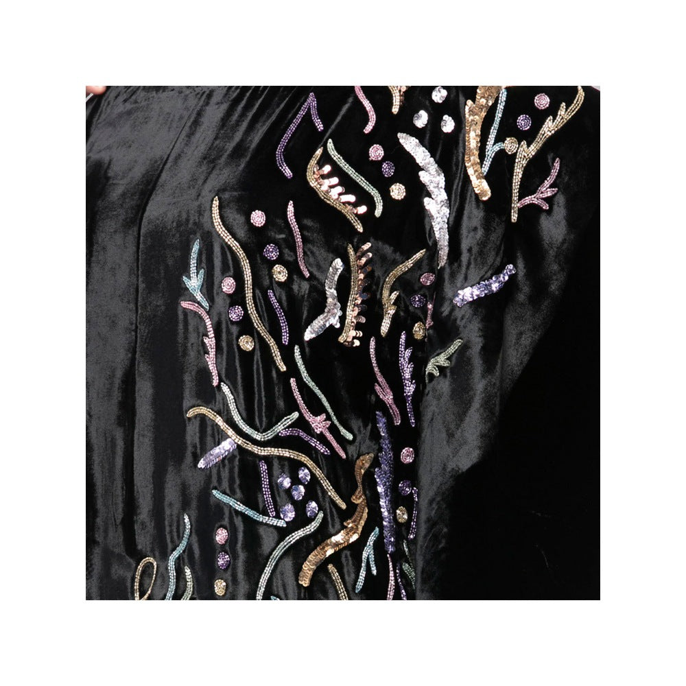 First Resort by Ramola Bachchan Black Embroidered Full Length Kaftan