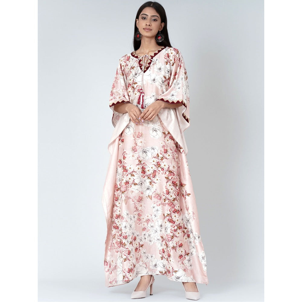 First Resort by Ramola Bachchan Pink Floral Print Full Length Kaftan