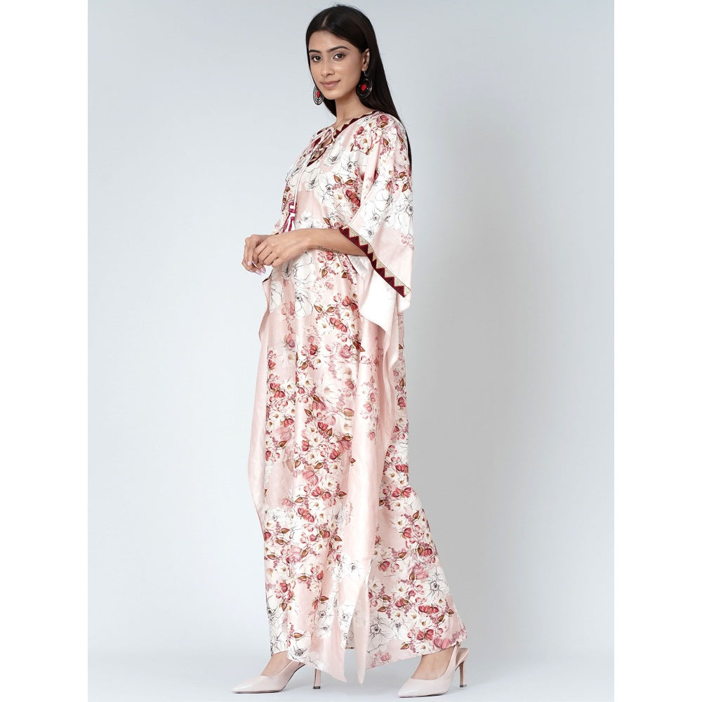 First Resort by Ramola Bachchan Pink Floral Print Full Length Kaftan