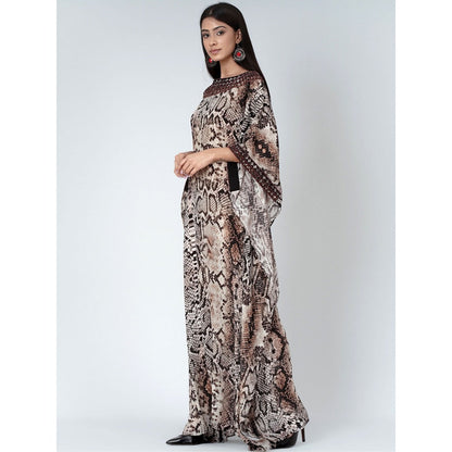First Resort by Ramola Bachchan Brown Animal Print Embroidered Full Length Kaftan
