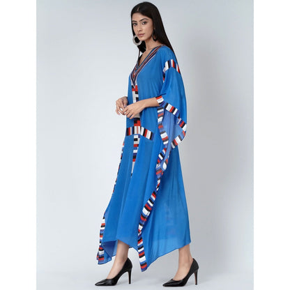 First Resort by Ramola Bachchan Royal Blue Geometric Mid Length Kaftan