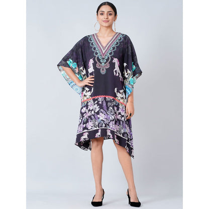 First Resort by Ramola Bachchan Black Silk Mid Length Kaftan