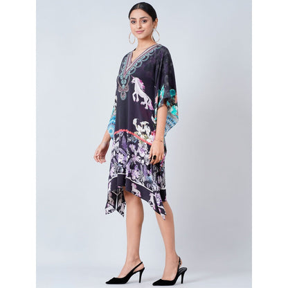 First Resort by Ramola Bachchan Black Silk Mid Length Kaftan