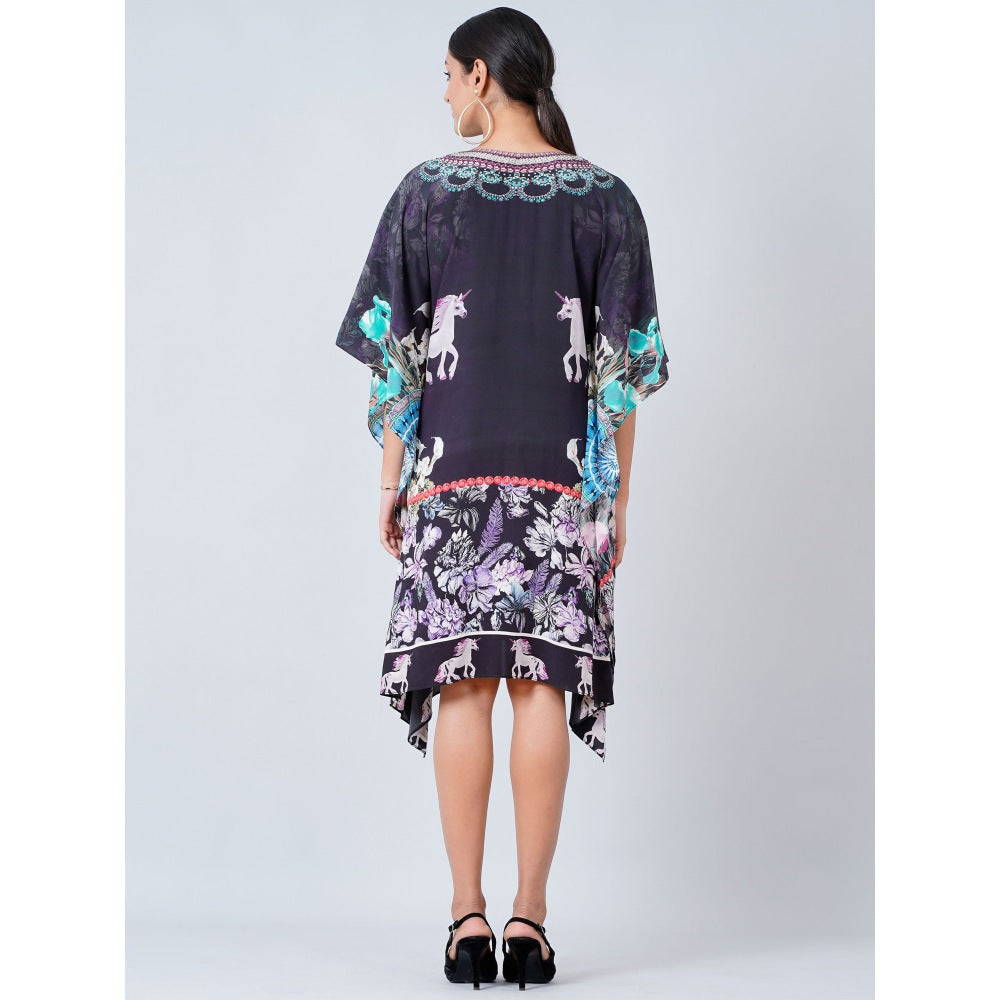 First Resort by Ramola Bachchan Black Silk Mid Length Kaftan
