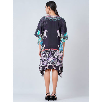 First Resort by Ramola Bachchan Black Silk Mid Length Kaftan