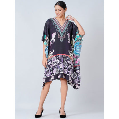 First Resort by Ramola Bachchan Black Silk Mid Length Kaftan