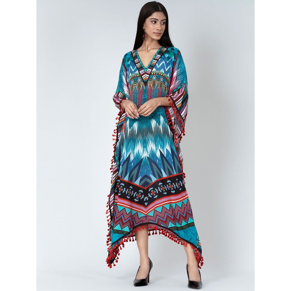 First Resort by Ramola Bachchan Multicolour Abstract Mid Length Kaftan