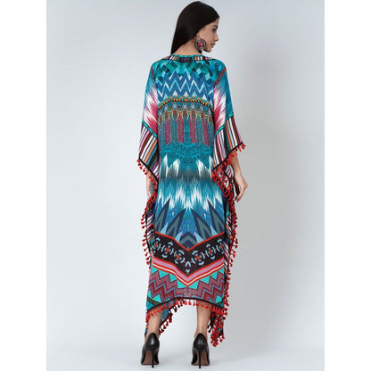 First Resort by Ramola Bachchan Multicolour Abstract Mid Length Kaftan