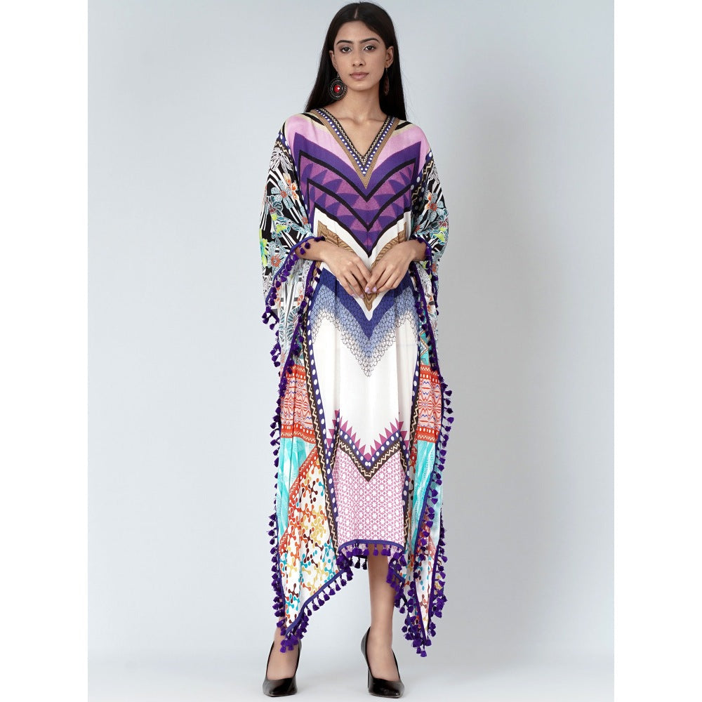First Resort by Ramola Bachchan Purple And Pink Chevron Mid Length Kaftan