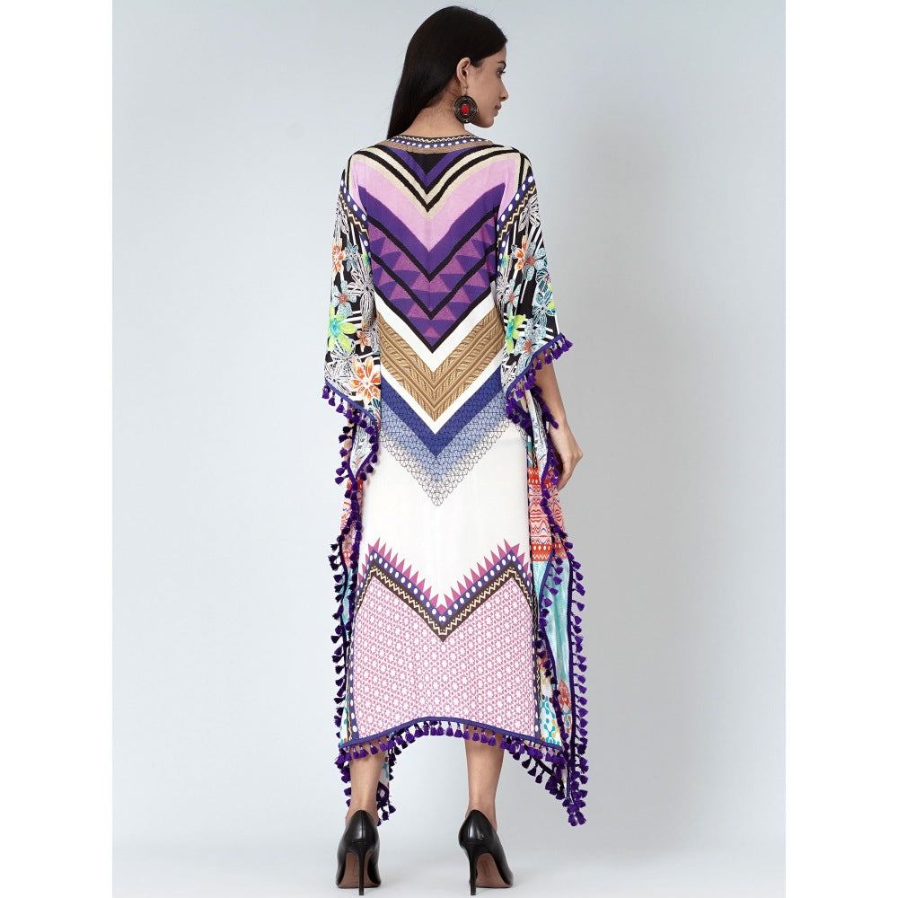 First Resort by Ramola Bachchan Purple And Pink Chevron Mid Length Kaftan