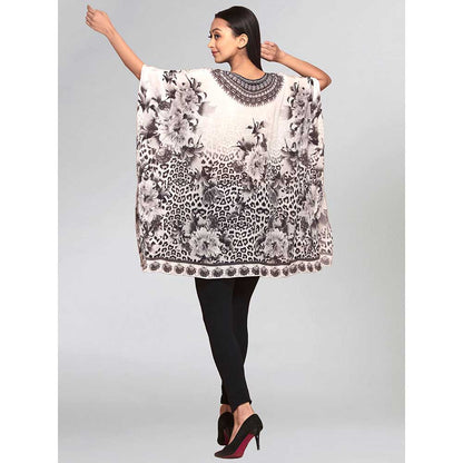 First Resort by Ramola Bachchan Beige Floral Mid Length Kaftan