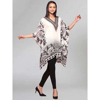 First Resort by Ramola Bachchan Beige Floral Mid Length Kaftan
