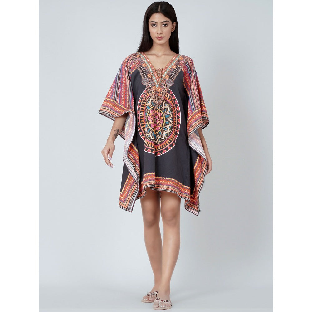 First Resort by Ramola Bachchan Black Tribal Kaftan Top