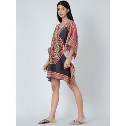 First Resort by Ramola Bachchan Black Tribal Kaftan Top