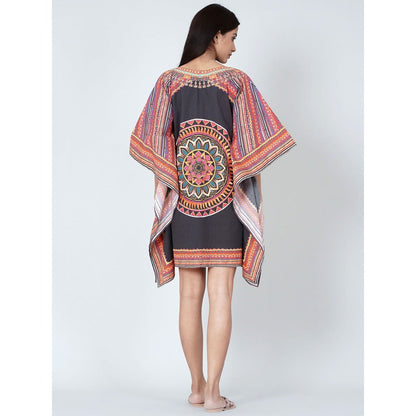 First Resort by Ramola Bachchan Black Tribal Kaftan Top