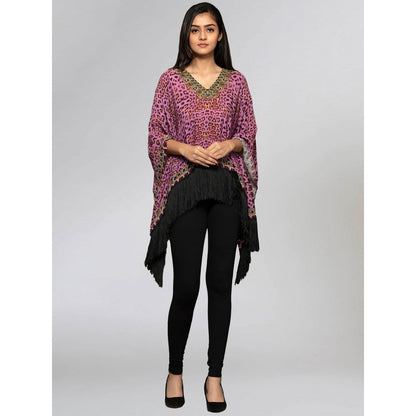 First Resort by Ramola Bachchan Purple Animal Print Kaftan Top