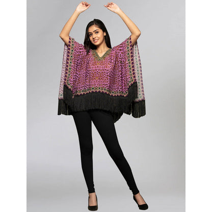 First Resort by Ramola Bachchan Purple Animal Print Kaftan Top