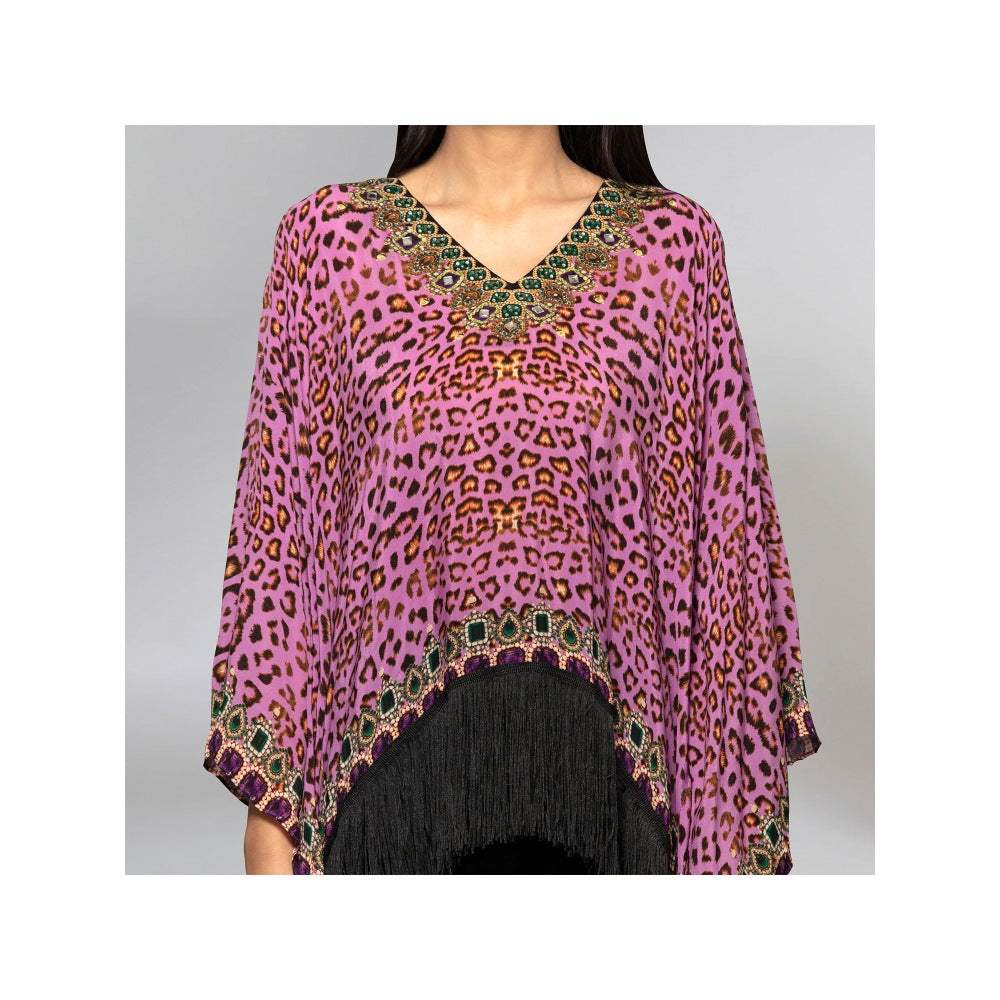 First Resort by Ramola Bachchan Purple Animal Print Kaftan Top