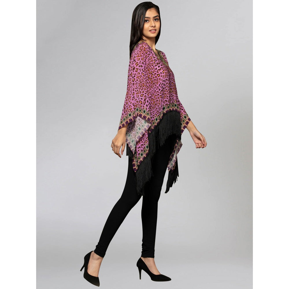 First Resort by Ramola Bachchan Purple Animal Print Kaftan Top