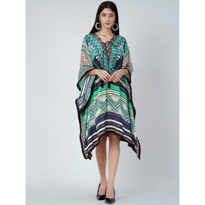 First Resort by Ramola Bachchan Green Geometric Kaftan Tunic