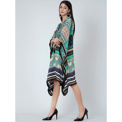 First Resort by Ramola Bachchan Green Geometric Kaftan Tunic
