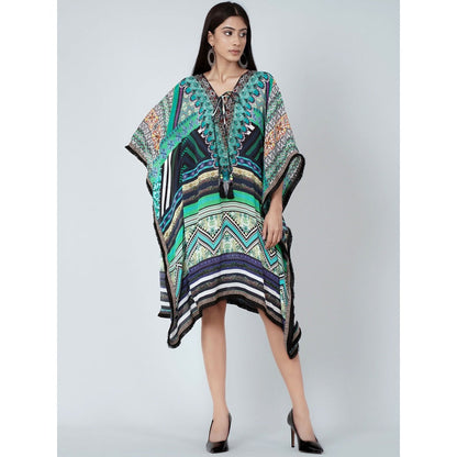 First Resort by Ramola Bachchan Green Geometric Kaftan Tunic