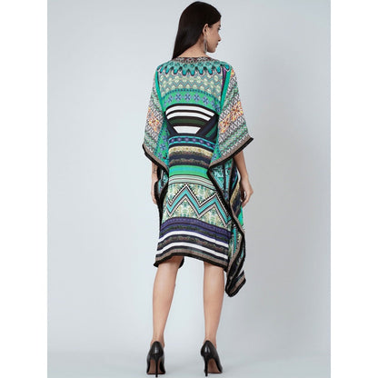 First Resort by Ramola Bachchan Green Geometric Kaftan Tunic
