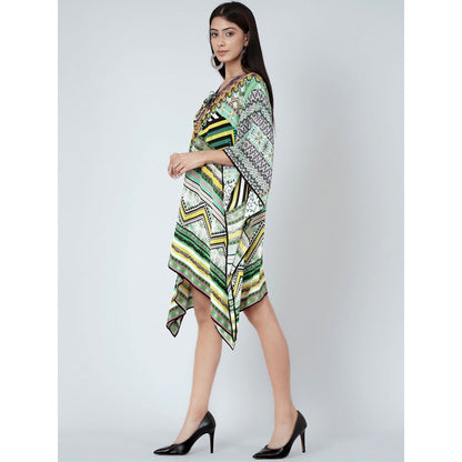 First Resort by Ramola Bachchan Jade Green Geometric Kaftan Tunic