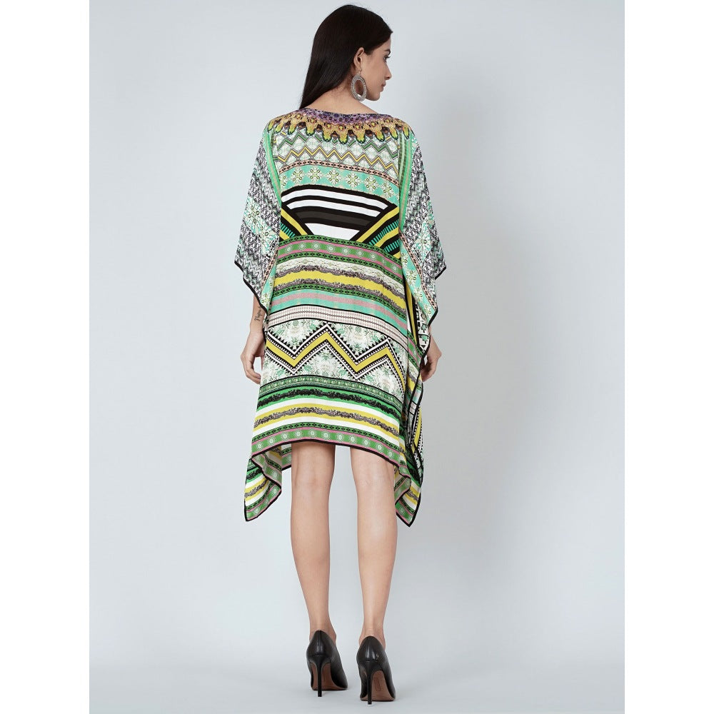 First Resort by Ramola Bachchan Jade Green Geometric Kaftan Tunic