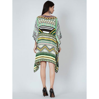 First Resort by Ramola Bachchan Jade Green Geometric Kaftan Tunic