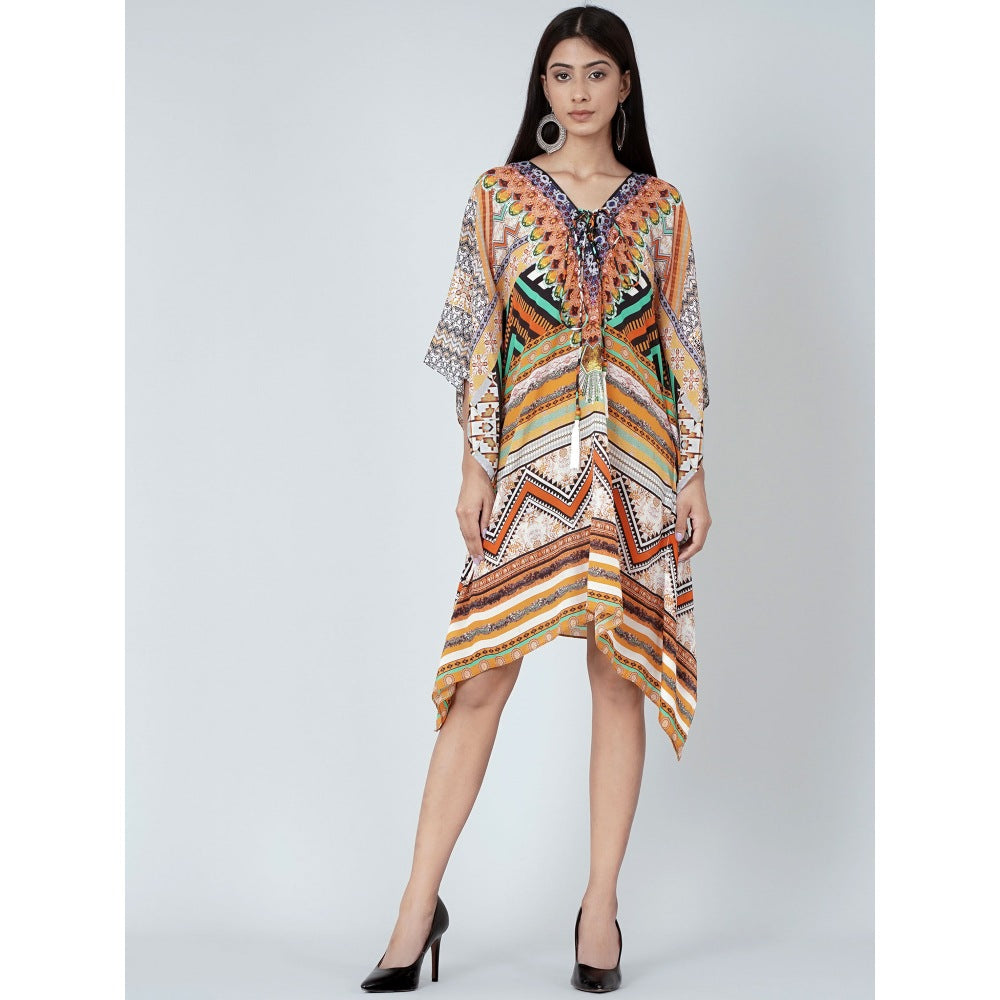 First Resort by Ramola Bachchan Orange Geometric Kaftan Tunic