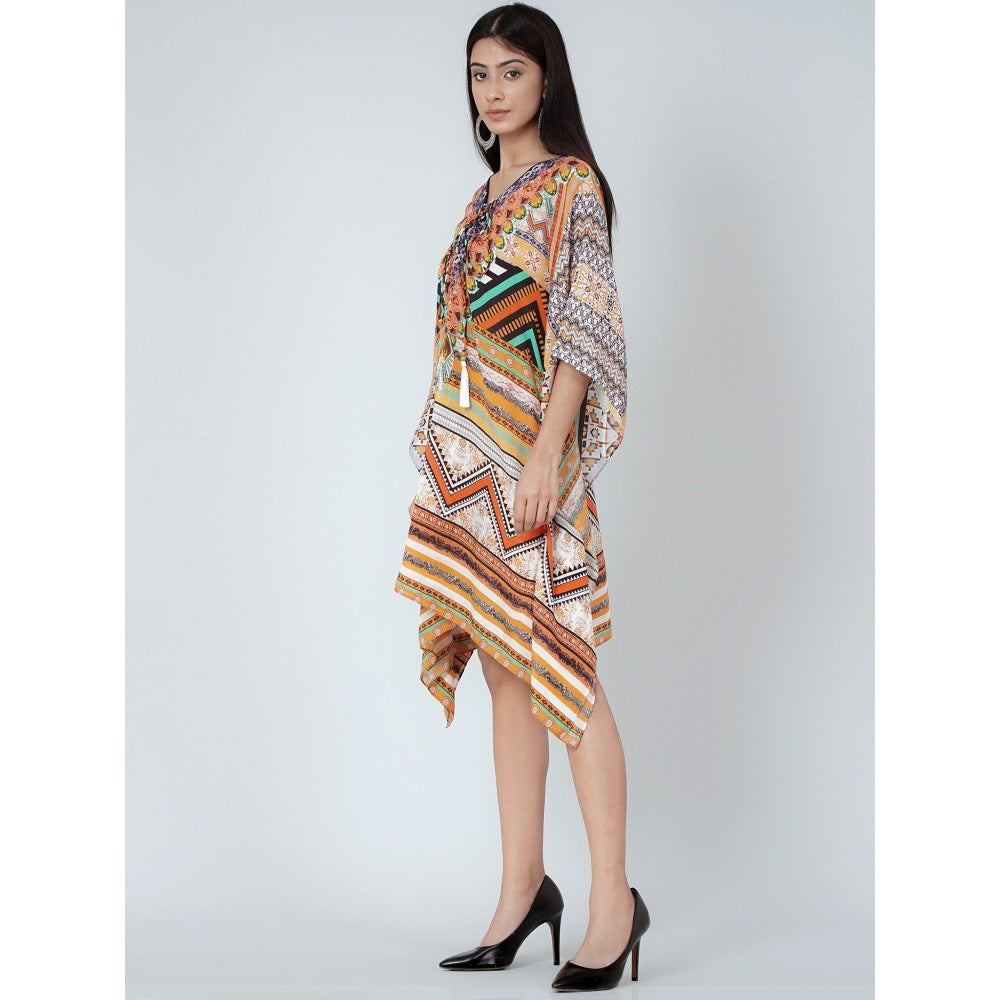 First Resort by Ramola Bachchan Orange Geometric Kaftan Tunic