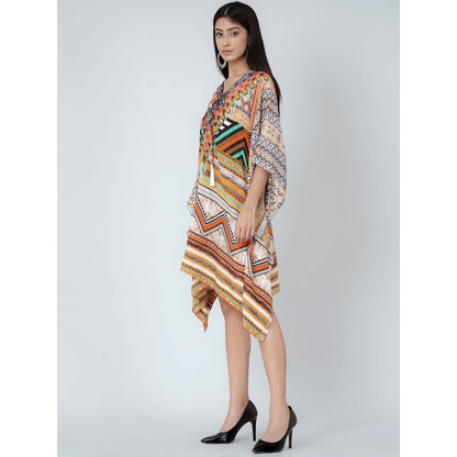 First Resort by Ramola Bachchan Orange Geometric Kaftan Tunic