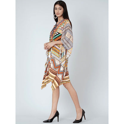 First Resort by Ramola Bachchan Orange Geometric Kaftan Tunic