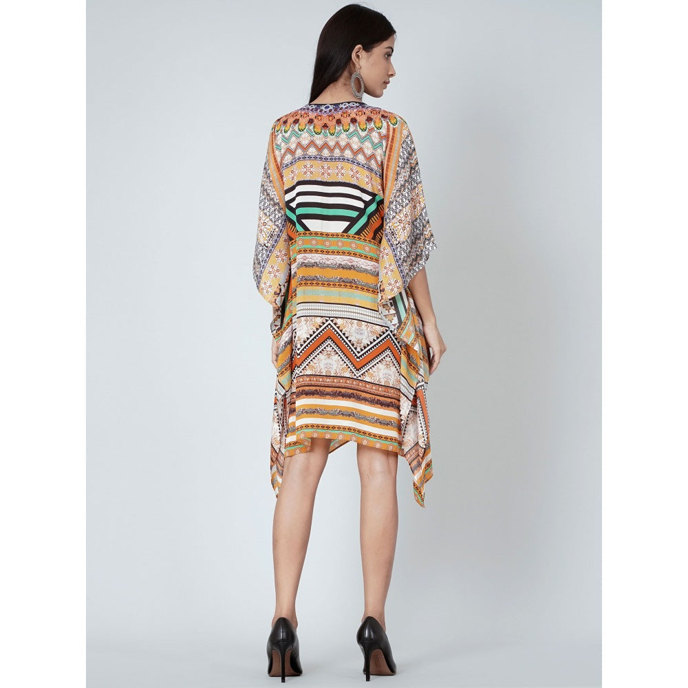 First Resort by Ramola Bachchan Orange Geometric Kaftan Tunic