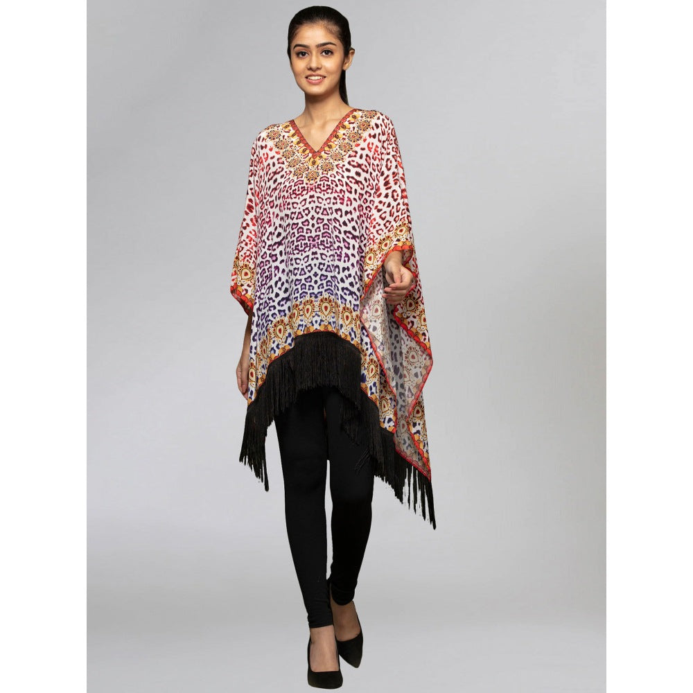 First Resort by Ramola Bachchan Burnt Orange And Brown Animal Print Kaftan Tunic