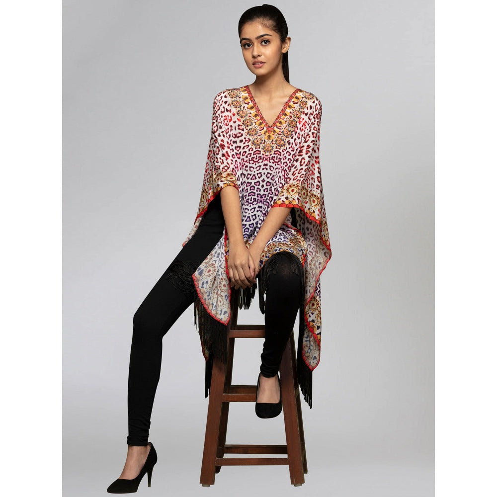 First Resort by Ramola Bachchan Burnt Orange And Brown Animal Print Kaftan Tunic