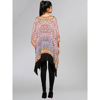 First Resort by Ramola Bachchan Burnt Orange And Brown Animal Print Kaftan Tunic