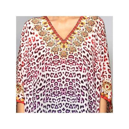 First Resort by Ramola Bachchan Burnt Orange And Brown Animal Print Kaftan Tunic