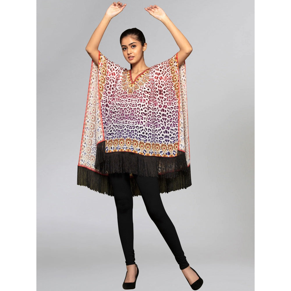 First Resort by Ramola Bachchan Burnt Orange And Brown Animal Print Kaftan Tunic