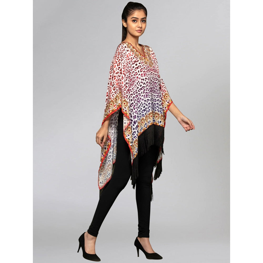First Resort by Ramola Bachchan Burnt Orange And Brown Animal Print Kaftan Tunic