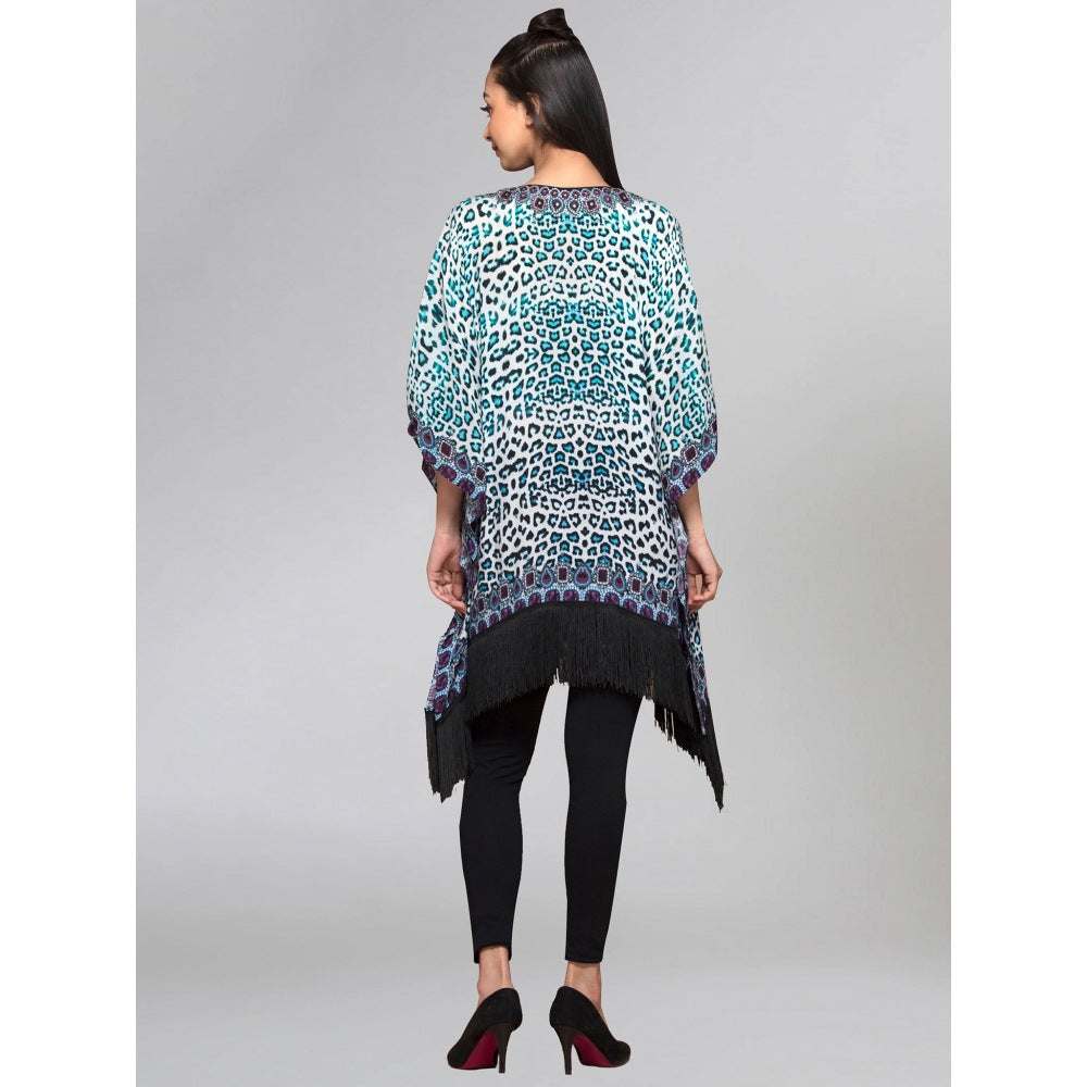 First Resort by Ramola Bachchan Sky Blue Animal Print Kaftan Tunic
