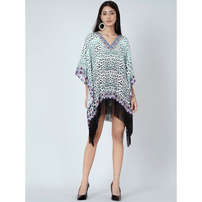 First Resort by Ramola Bachchan Teal Green Animal Print Kaftan Tunic